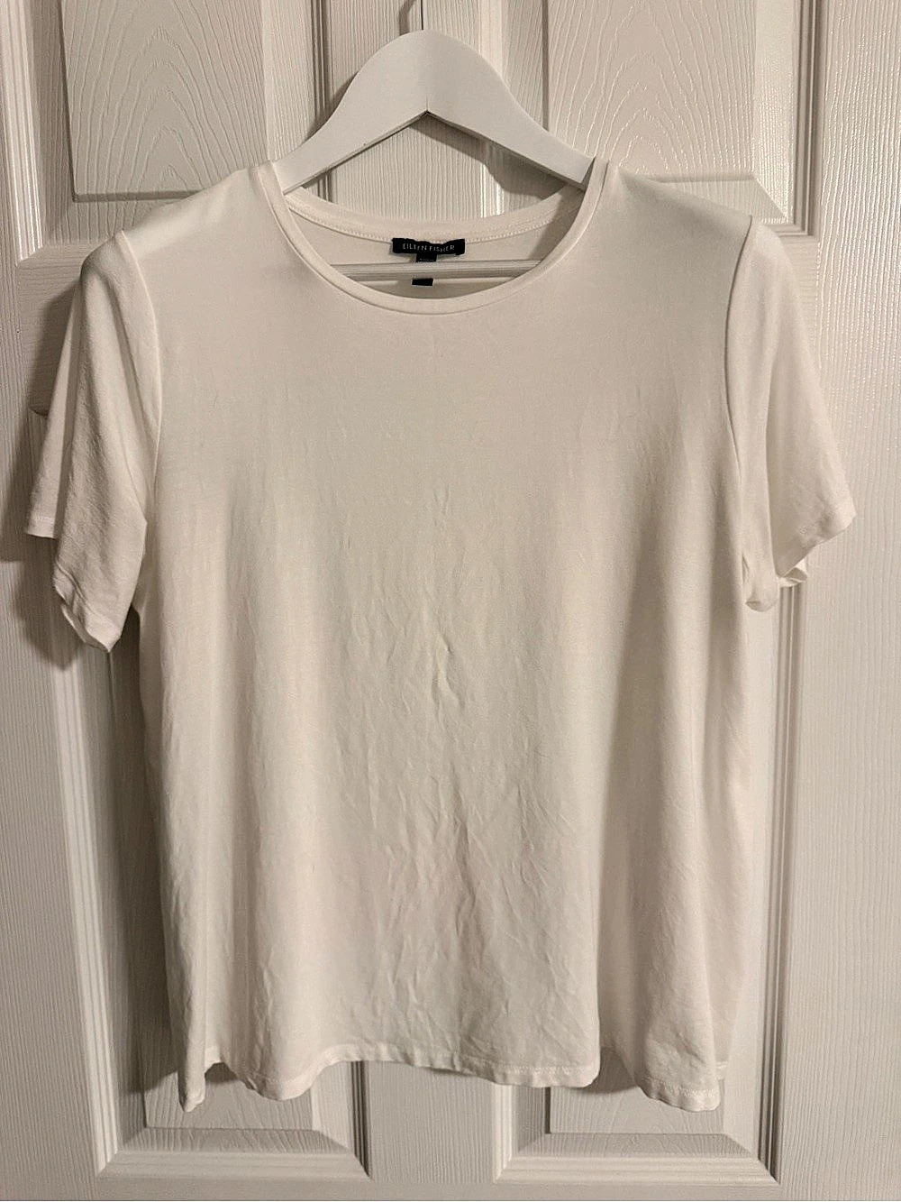 EILEEN FISHER Short Sleeve Tee in White Size Large Like New